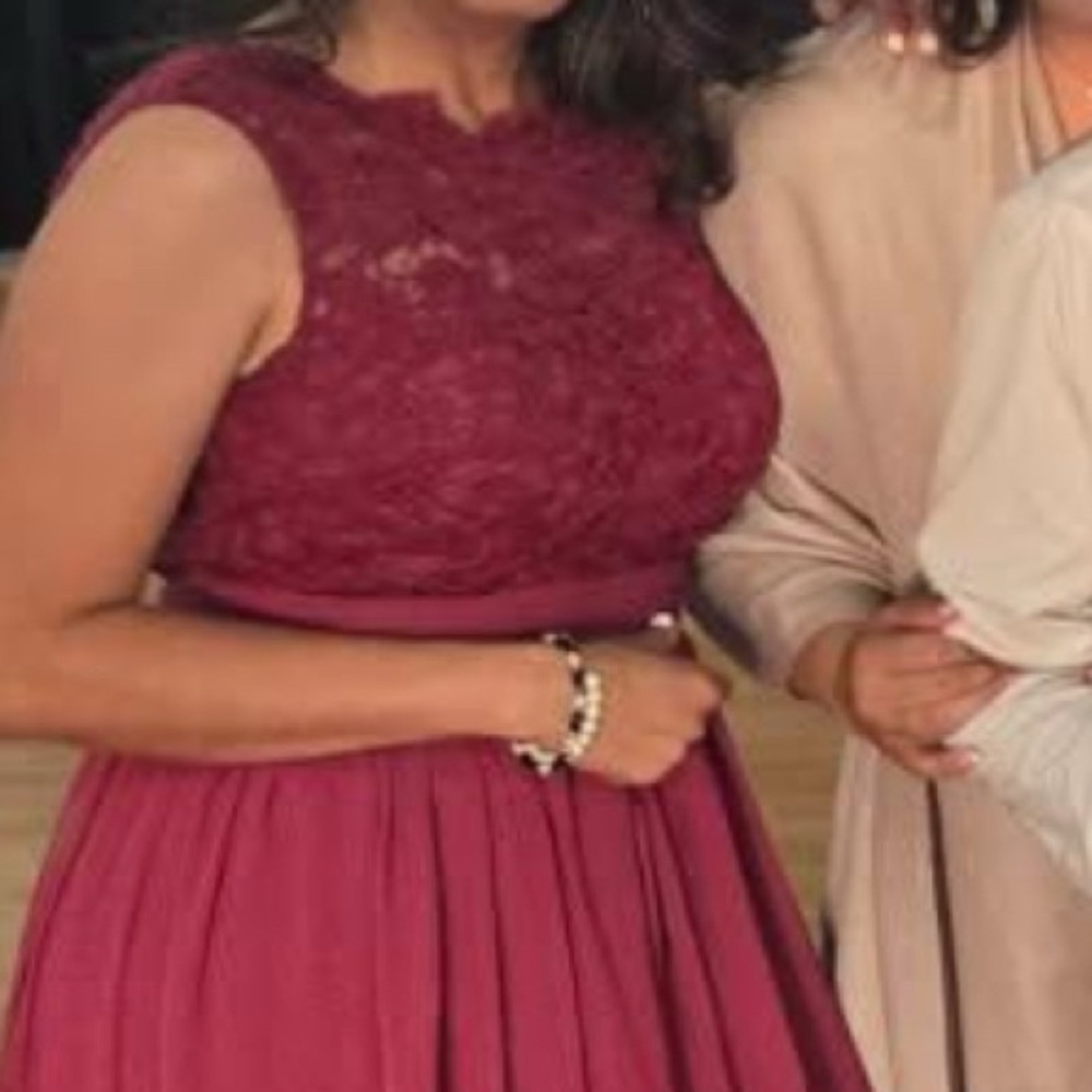 Elegant Lace Burgundy Maxi JJ House Dress